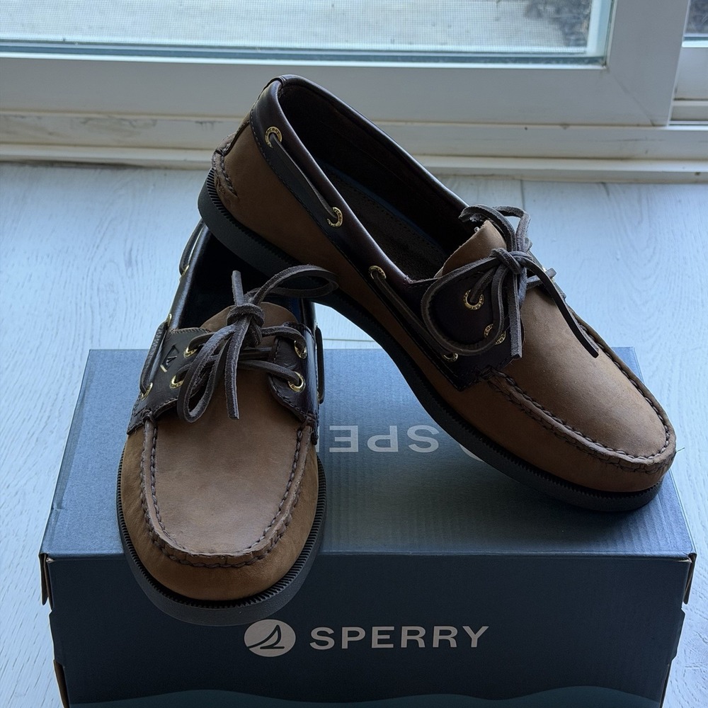 New SPERRY Top Sider Authentic Original 2-Eye Boat Shoe Classic Brown Men's US 8